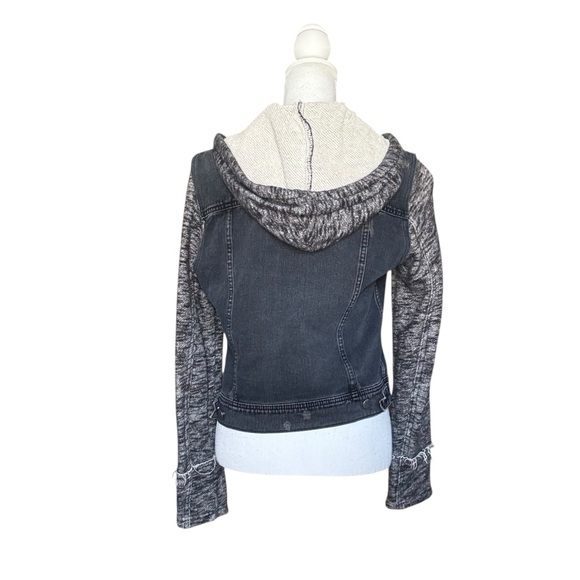 Free People Mixed Media Hooded Denim Jacket– Size M - Picture 4 of 10